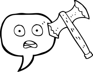 freehand drawn speech bubble cartoon axe