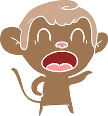 shouting flat color style cartoon monkey pointing
