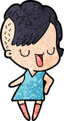 cute cartoon girl with hipster haircut