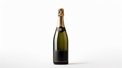 A bottle of champagne on a white background