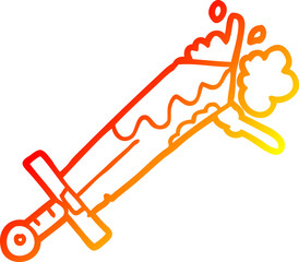 warm gradient line drawing of a bloody cartoon sword