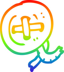 rainbow gradient line drawing of a cartoon button