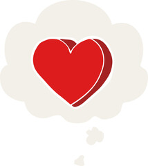cartoon love heart with thought bubble in retro style