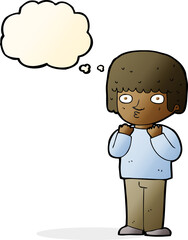 cartoon surprised man with thought bubble