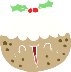 cute flat color style cartoon christmas pudding
