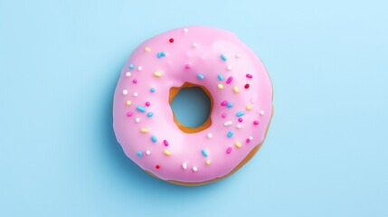Donuts in pink glaze on a blue background