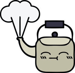 cute cartoon of a steaming kettle