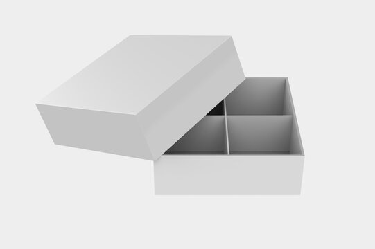 Opened Paper hard Box Mockup isolated on white background. 3d illustration