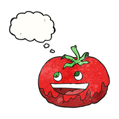 freehand drawn thought bubble textured cartoon tomato
