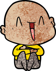 happy cartoon bald man