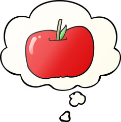 cartoon apple with thought bubble in smooth gradient style
