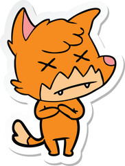 Obraz na płótnie Canvas sticker of a cartoon cross eyed fox
