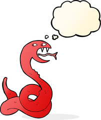 cartoon hissing snake with thought bubble