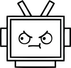 line drawing cartoon of a robot head