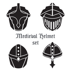 Set of medieval helmets icons Vector