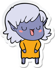 sticker of a cartoon elf girl