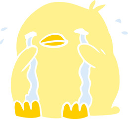 flat color style cartoon crying bird