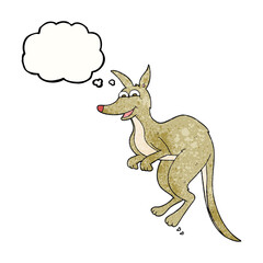 freehand drawn thought bubble textured cartoon kangaroo