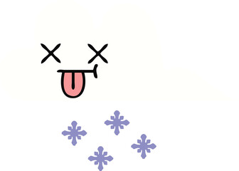 flat color retro cartoon of a snow cloud