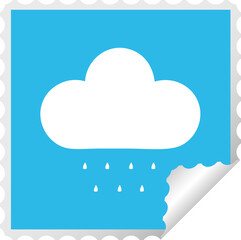 square peeling sticker cartoon of a rain cloud