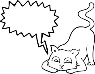 freehand drawn speech bubble cartoon cat