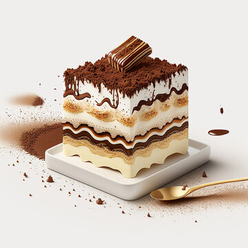 Tasty tiramisu italian dessert cake isolated white background AI Generated image AI Generated image