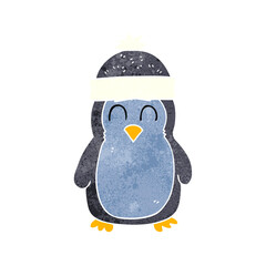 freehand retro cartoon penguin