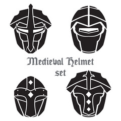 Set of medieval helmets icons Vector
