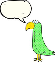 freehand drawn comic book speech bubble cartoon parrot