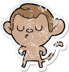 distressed sticker of a cartoon monkey