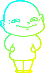 cold gradient line drawing of a cartoon creepy guy