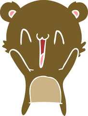 happy bear flat color style cartoon