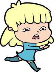 cartoon worried woman