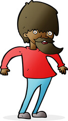cartoon bearded man shrugging shoulders