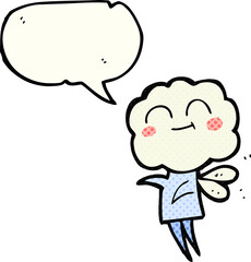 freehand drawn comic book speech bubble cartoon cute cloud head imp
