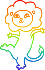 Obraz premium rainbow gradient line drawing of a cartoon lion