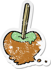 distressed sticker of a cartoon toffee apple