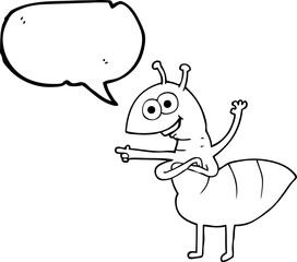 freehand drawn speech bubble cartoon ant