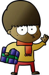 Fototapeta premium nervous cartoon boy