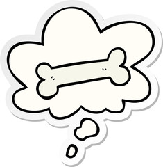 cartoon bone with thought bubble as a printed sticker
