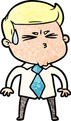 cartoon man sweating
