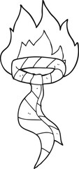 freehand drawn black and white cartoon burning work tie