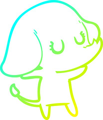 Fototapeta premium cold gradient line drawing of a cute cartoon elephant