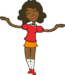 cartoon woman taking praise