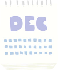 flat color illustration of calendar showing month of december