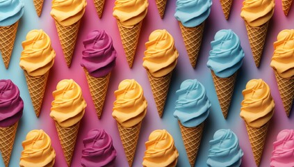 Ice cream cone pattern, colorful ice cream, wallpaper