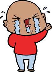 cartoon crying bald man