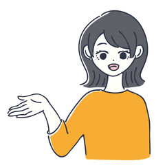 案内をする女性の上半身