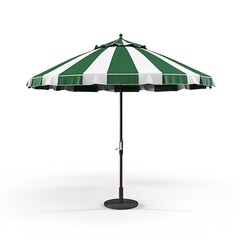 Green beach umbrella on a white background, layout, professional photo