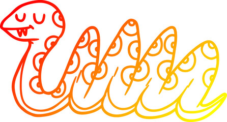 warm gradient line drawing of a cartoon snake